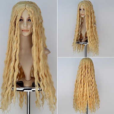 perfect price New Movie The Hobbit Galadriel Long Curly Yellow Color Moive Cosplay Wig sale online